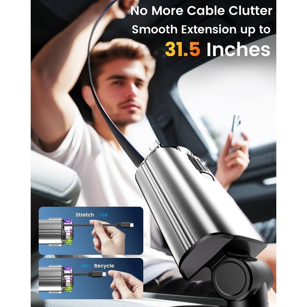 No More Cable Clutter  
Smooth Extension up to 31.5 Inches  

Stretch >>>  
Recycle <<<