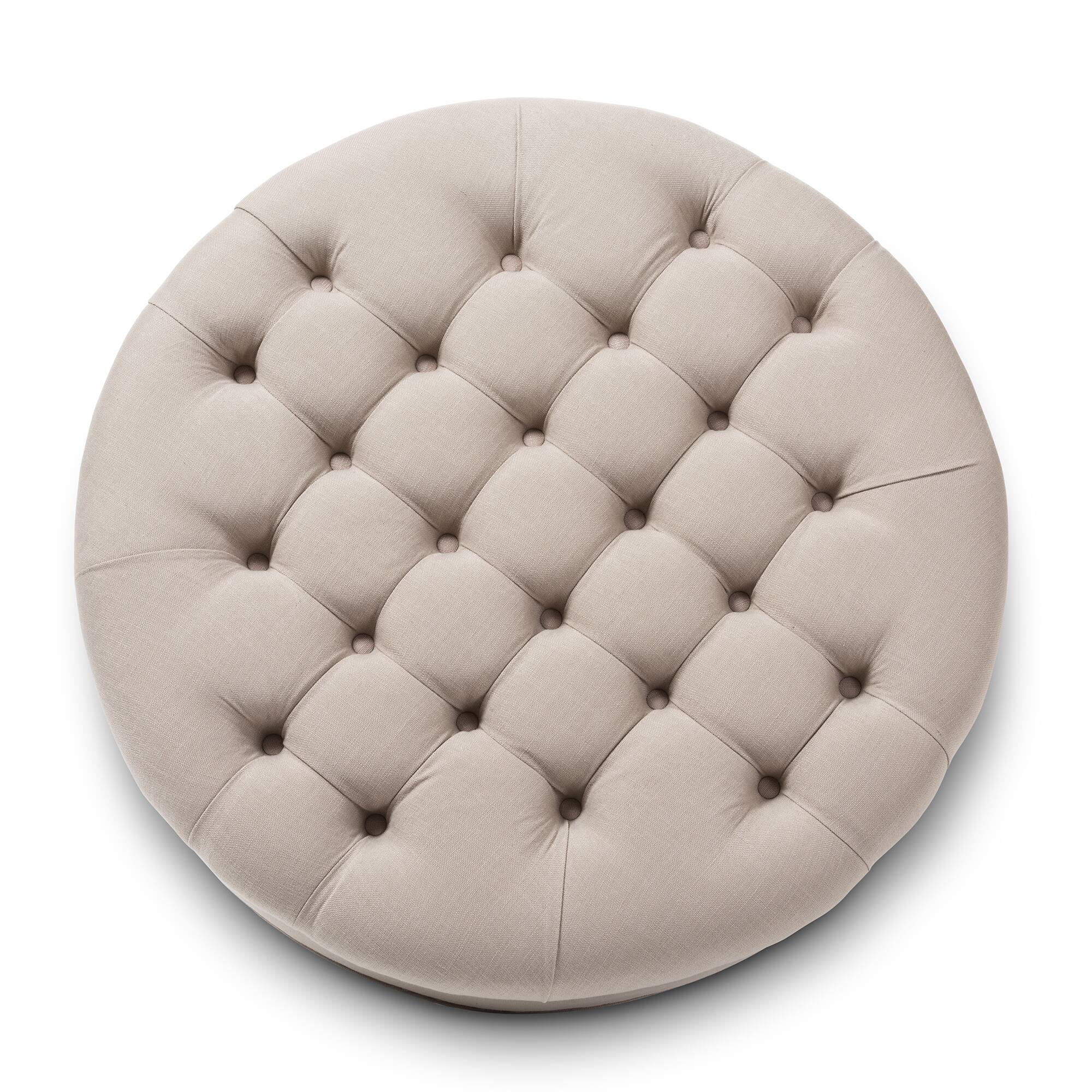 Angle. Baxton Studio - Palfrey Linen Modern Tufted Ottoman - Beige.