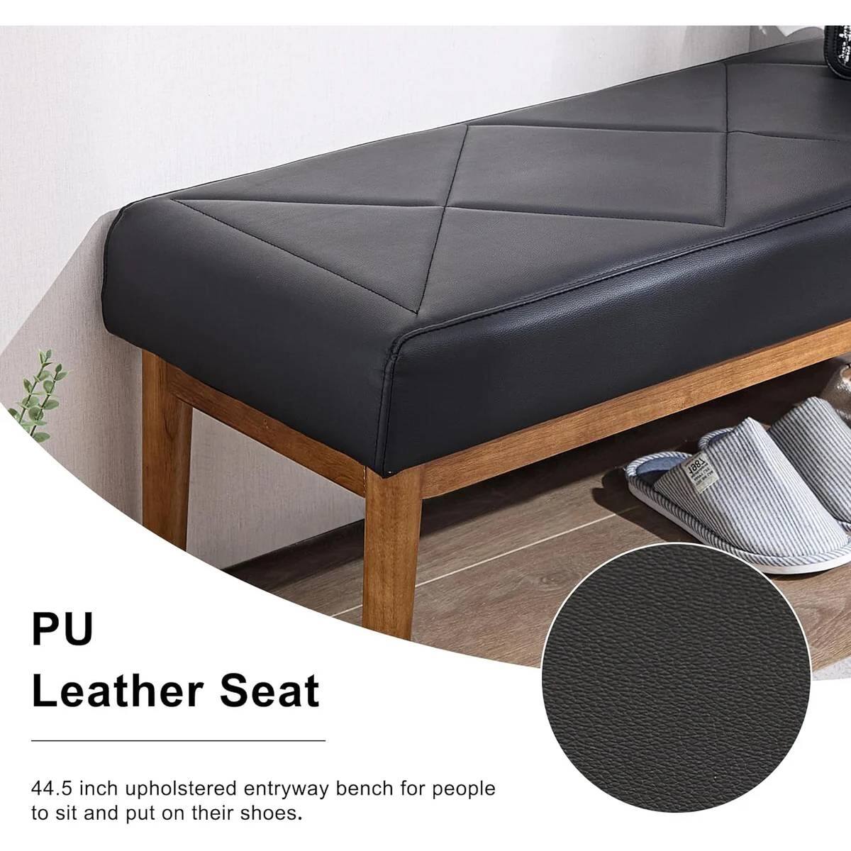 PU Leather Seat

44.5 inch upholstered entryway bench for people to sit and put on their shoes.