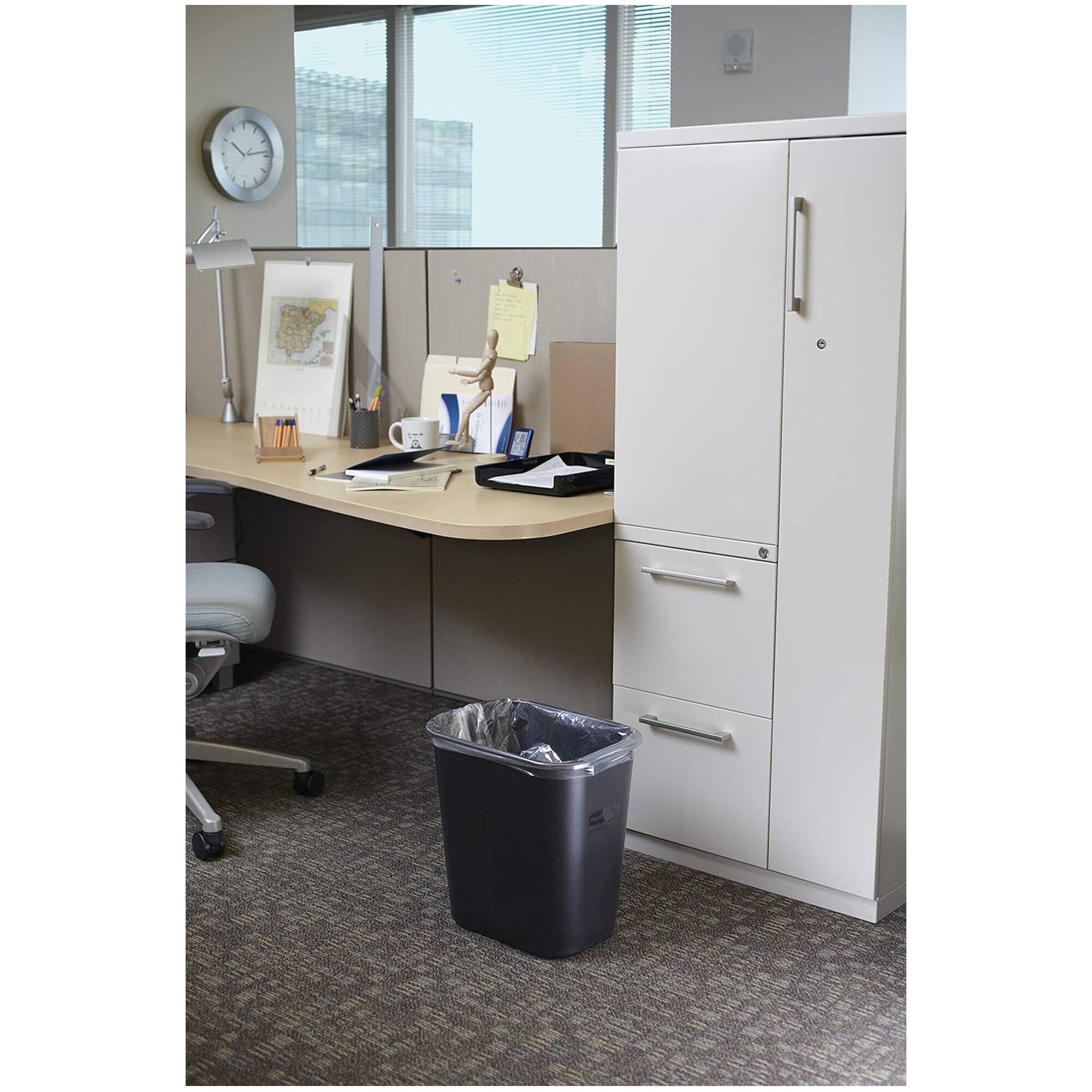 Alt View 10. RubberMaid - Rubbermaid Resin Wastebasket, Plastic Under Desk Trash Can, 7 Gal, Gray, 2 Pack - Gray.