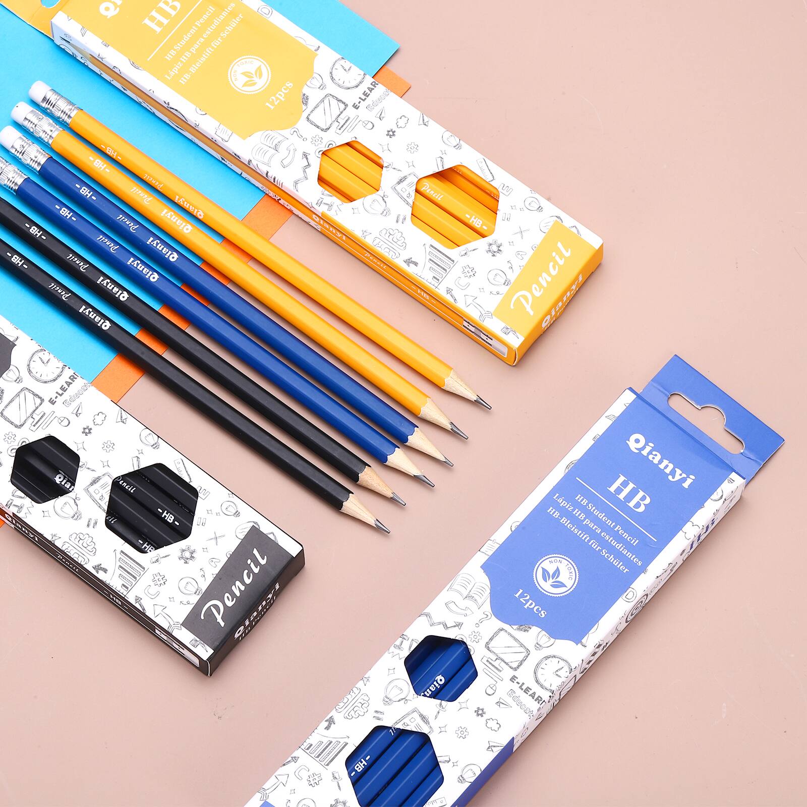Qianyi HB Student Pencil  
12pcs  
HB Pencil for students  
Bleistift für Schüler  
Lápiz para estudiantes