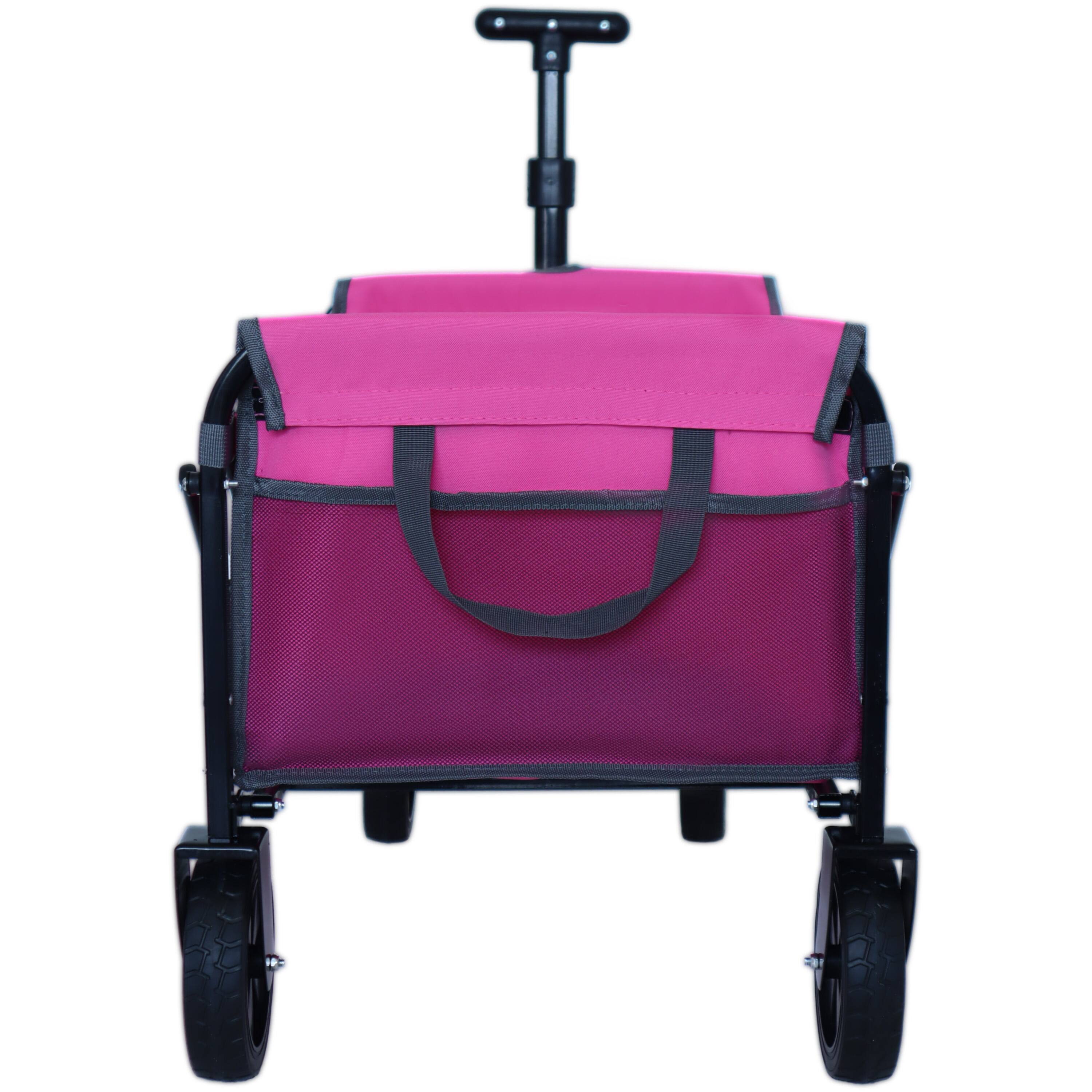 Alt View 1. Mondawe - Expandable Dual-Layer Wagon Utility Carts w/ 225LBS Capacity, 360° All-Terrain Wheels - Pink.