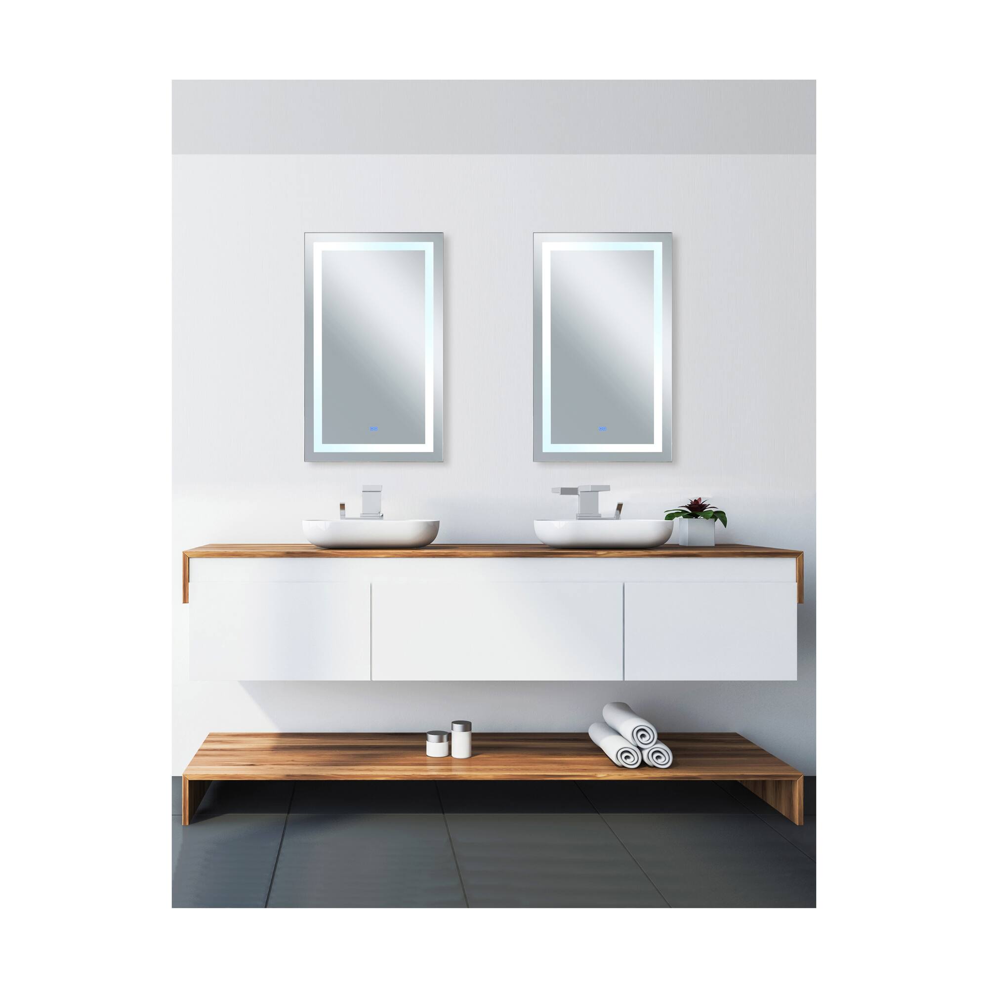 Alt View 2. CWI Lighting - Abril Rectangle Matte White LED 30 in. Mirror From our Abril Collection - White.