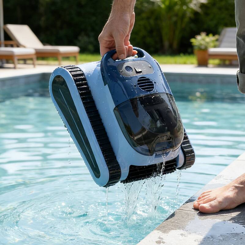 Angle. Loheer - Loheer Cordless Robotic Pool Cleaner for In-Ground Pools up to 2150 sq.ft, App Control, Floor & Wall - Blue.
