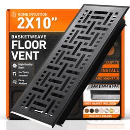 Home Intuition - 2X10 Floor Vent Covers with Mesh Cover Trap, Heat and Air, Floor Vent for HVAC Duct, Basketweave - Matte Black