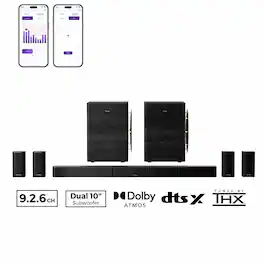 Ultimea - Skywave Series 9.2.6 Wireless Sound Bar with Dolby Atmos, DTS:X, THX-Tuned, Dual 10" Subs & 2000W - Black