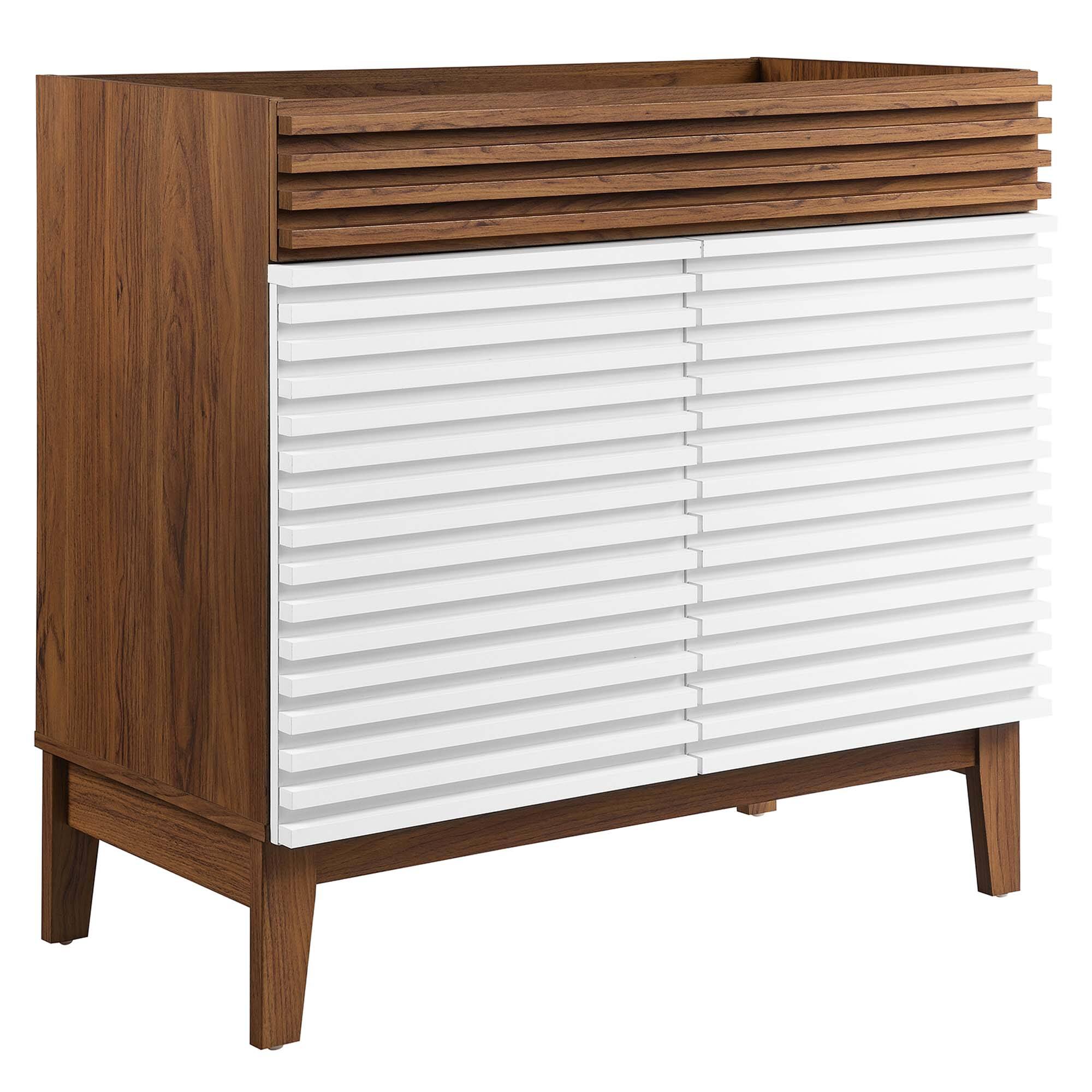 Angle. Modway - Render 30" and 36" Bathroom Cabinets Basin Not Included by Modway - White Walnut.