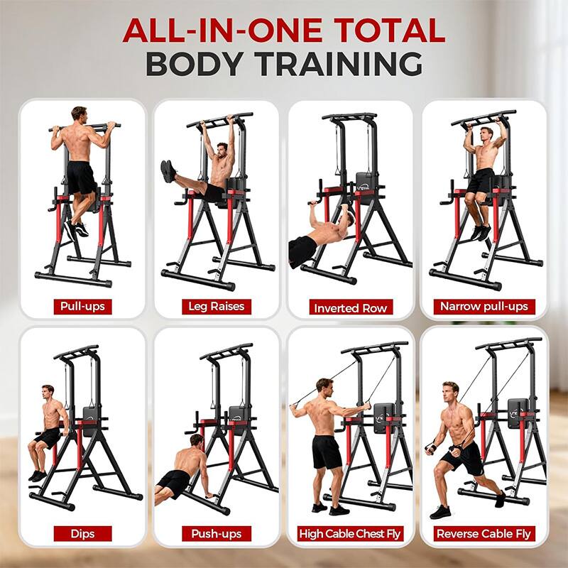 ALL-IN-ONE TOTAL BODY TRAINING

- Pull-ups
- Leg Raises
- Inverted Row
- Narrow pull-ups
- Dips
- Push-ups
- High Cable Chest Fly
- Reverse Cable Fly