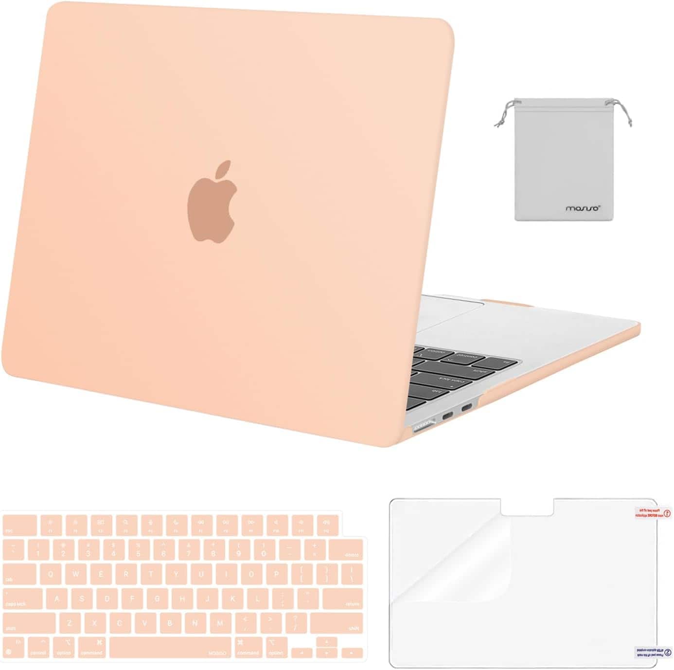 mosiso - Case for 13-inch MacBook Air M5 A3449 M4 A3240 M3 A3113 M2 A2681 with Keyboard Cover Screen Protector and Pouch - Peach Fuzz price history on PriceWatchPro