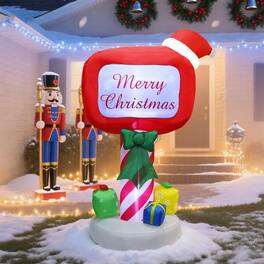 NICHOLAS KLEIN - Christmas Inflatables Outdoor Decorations Inflatable Xmas Lighthouse Lighted Blow Up North Pole Sign With B - Mailbox