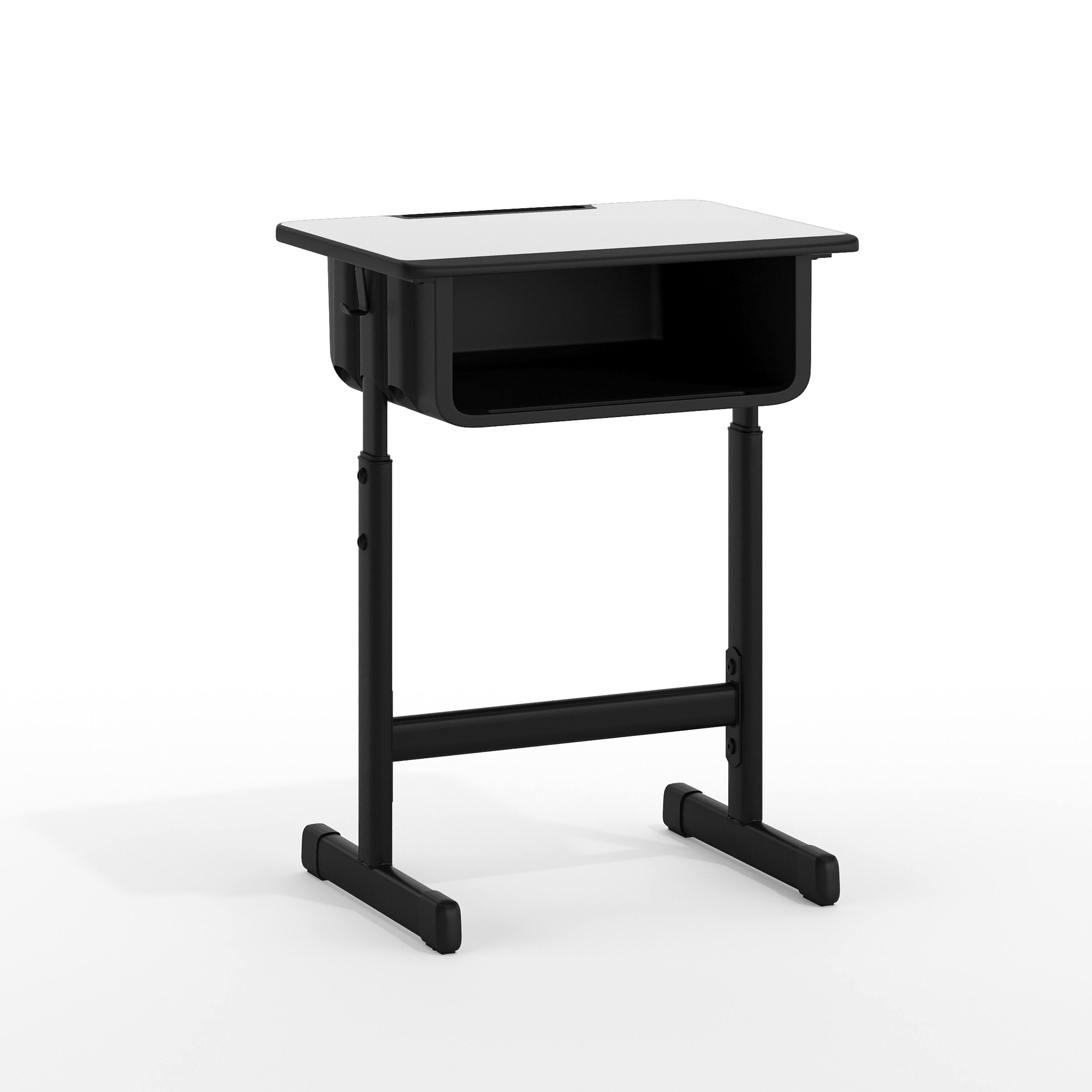 Emma + Oliver - Student Desk with Top and Adjustable Height Pedestal Frame - Gray