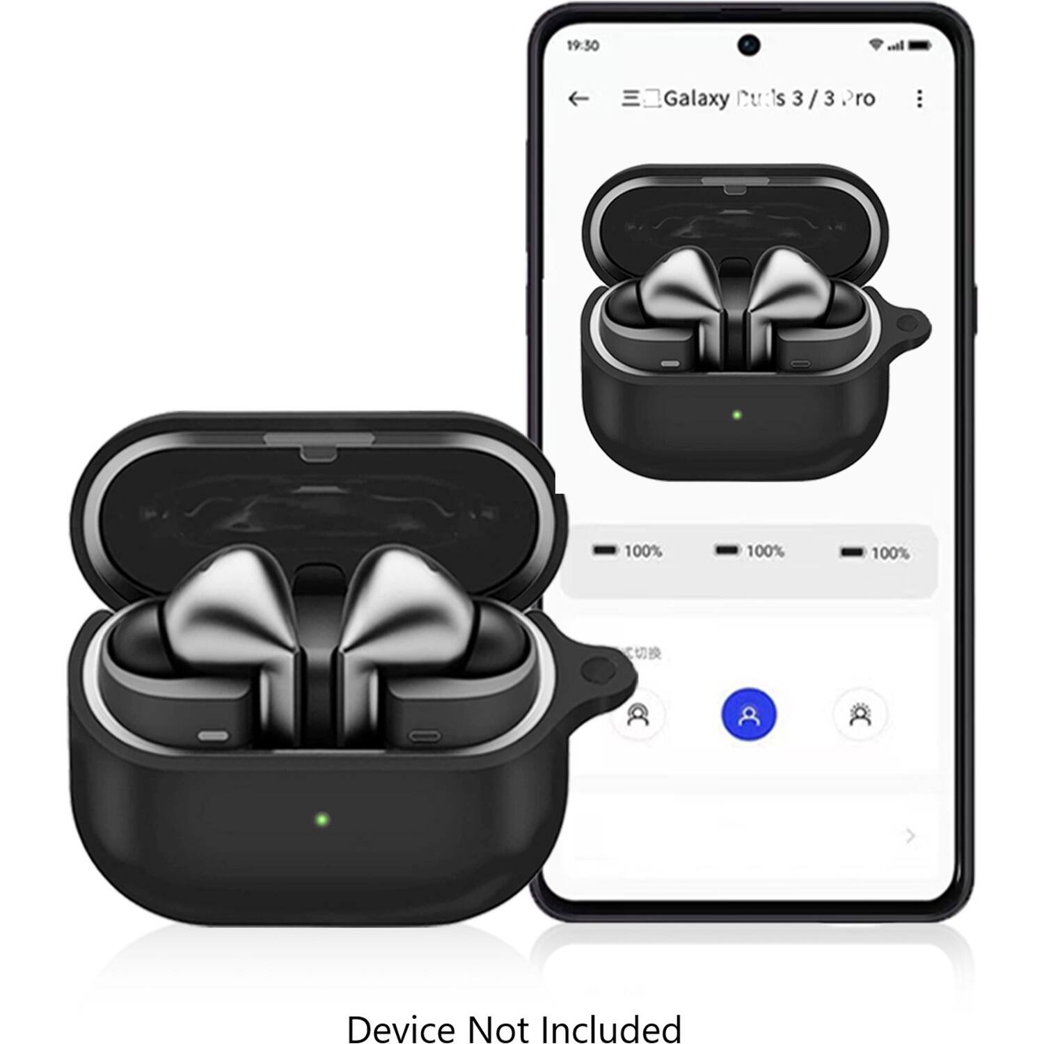 The text on the image reads: "19:50 wll Galaxy Cu:s 3 / 3 .ro : 100% 100% 100% C 8 Device Not Included."