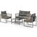 Front. Costway - 4 PCS Patio Furniture Set PE Rattan Conversation Sofa Set with Thick Cushions - Light Brown.