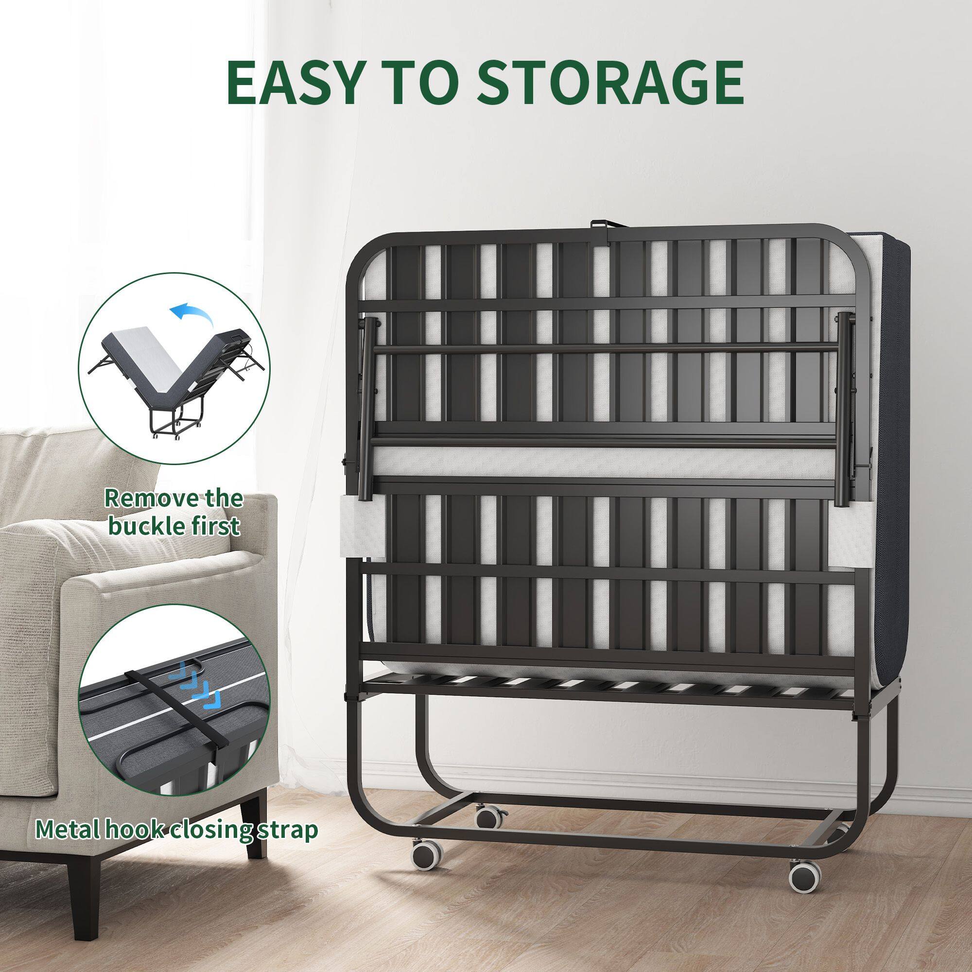 EASY TO STORAGE

Remove the buckle first

Metal hook closing strap