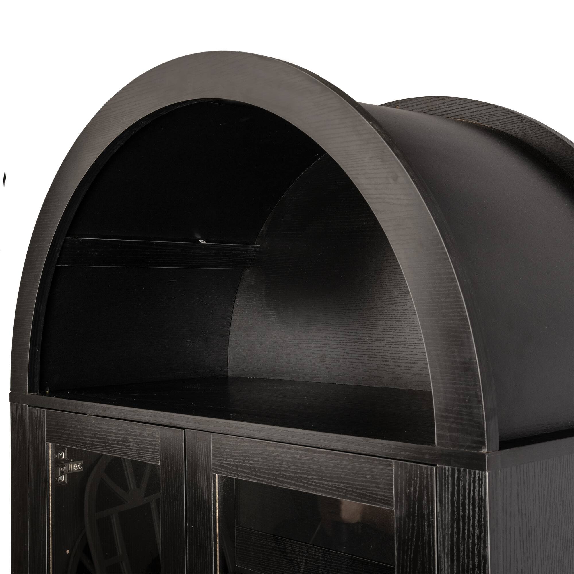 Alt View 6. Spaco - Spaco 71" Arched Pantry Cabinet with Glass Door, Adjustable Shelves Hidden Drawer, Fluted Display Storage for Kitchen - Black.