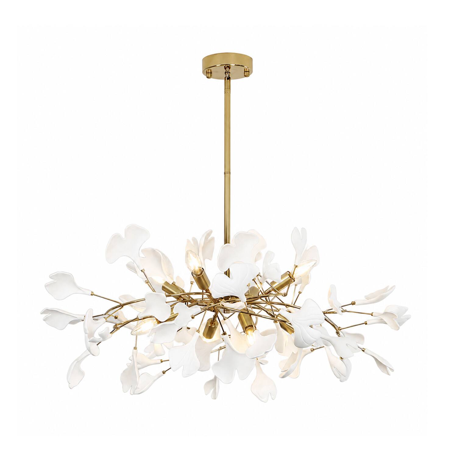 Umeiluce - 8-Light Luxury Branching Chandelier Ginkgo Lighting - Brass