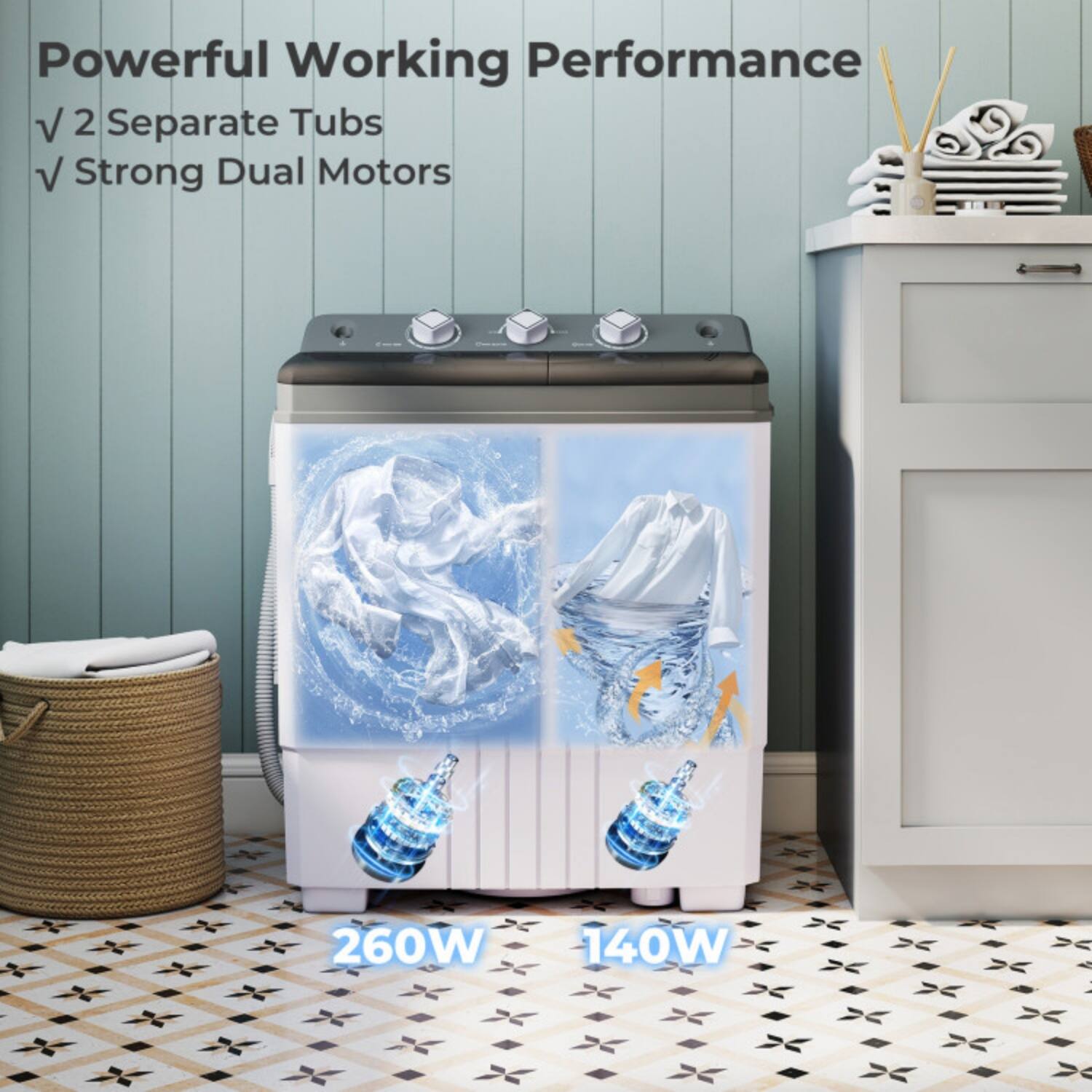 LUCKY ONE Freestanding Portable Washing Machine Washer with Built