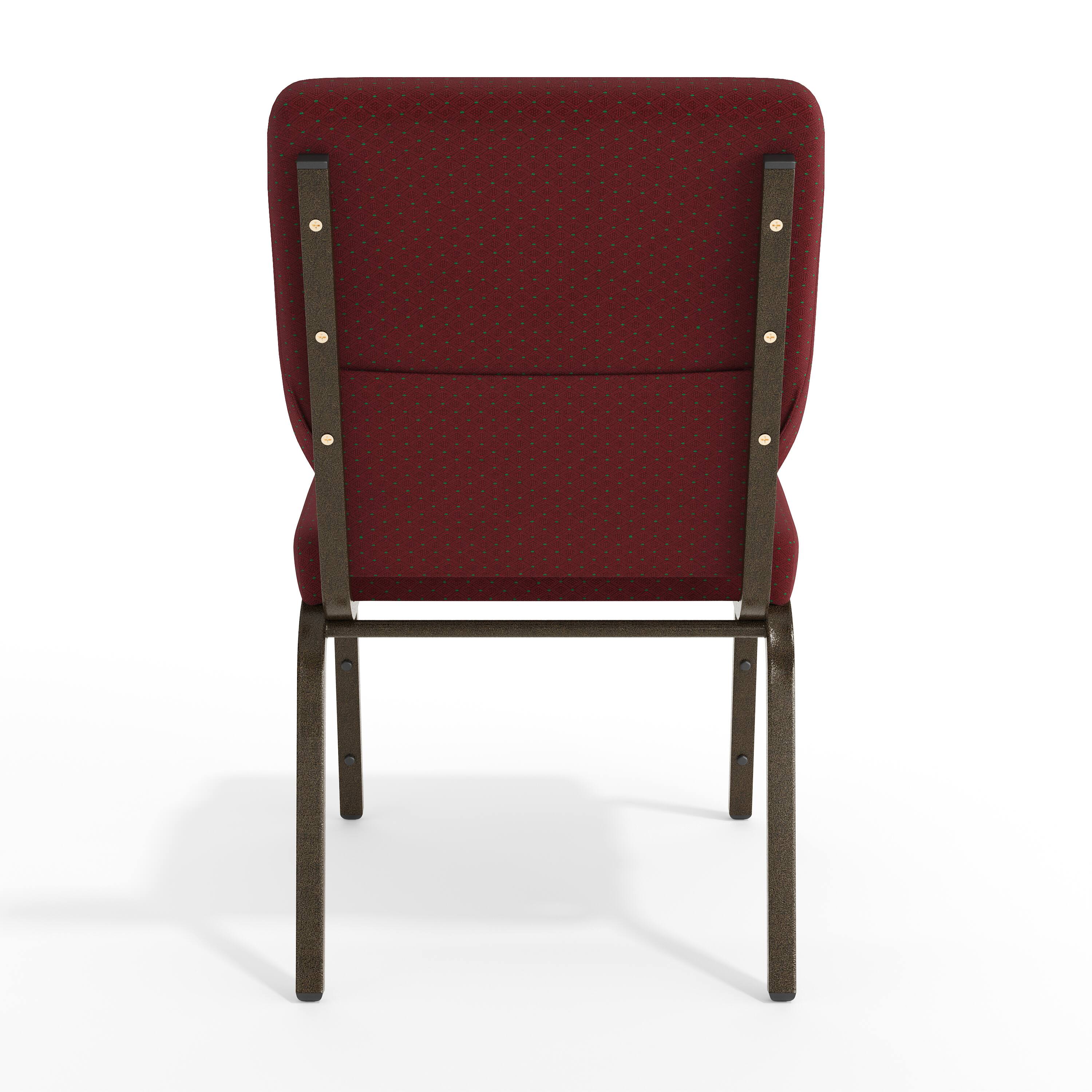 Alt View 7. Emma + Oliver - 18.5"W Stacking Church/Reception Guest Chair - Burgundy Patterned Fabric/Gold Vein Frame.