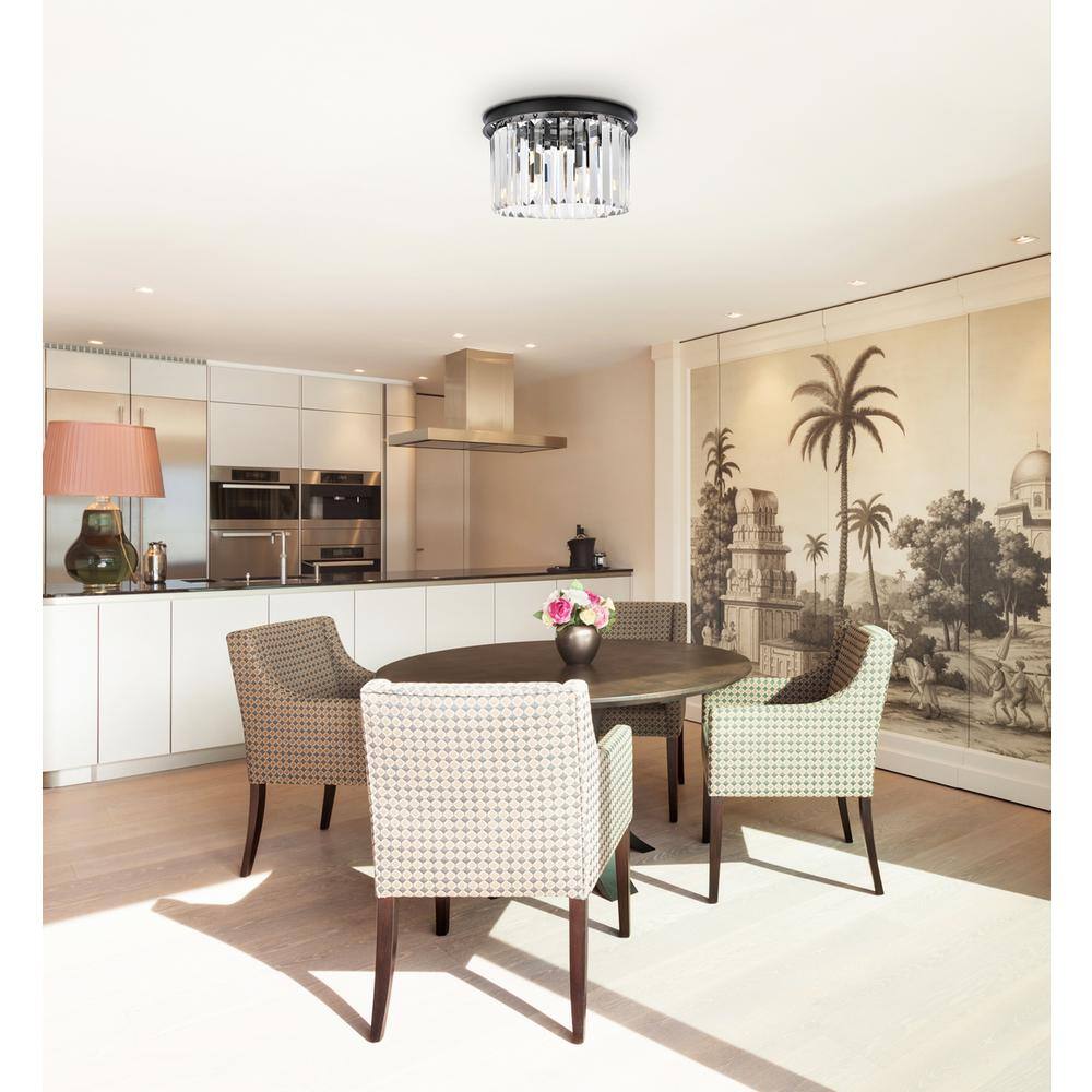 Alt View 2. Urban Classic - Sydney 3 light Matte Black Flush Mount Clear Royal Cut Crystal - Matte Black.