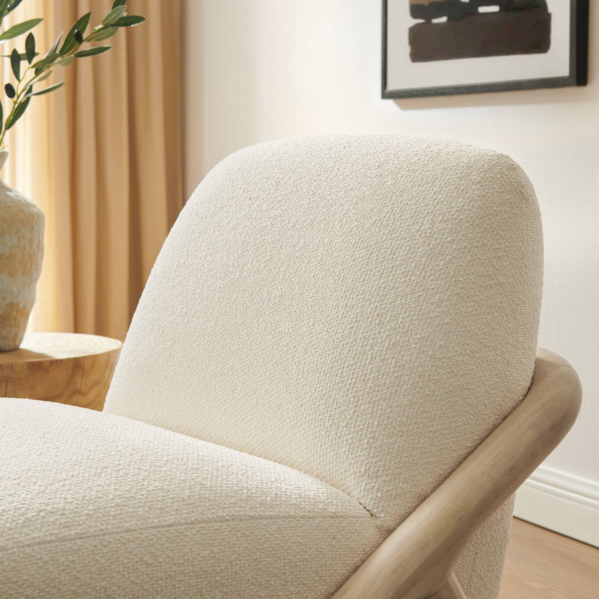 Alt View 1. Modway - Vander Textured Fabric Accent Chair by Modway - Oak Cream.