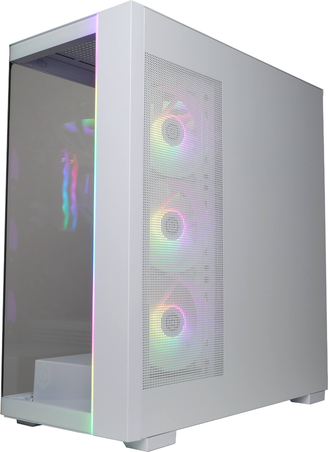 Left. CyberPowerPC - Gaming Desktop - Intel Core Ultra 9 285 - NVIDIA GeForce RTX 5060Ti 16GB - 32GB DDR5 - 2TB PCIe 4.0 SSD - White.