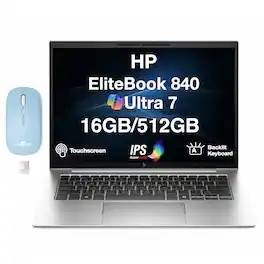 HP - EliteBook 840 Laptop 14.0 WUXGA Touch Display (Ultra 7- 165H, 16GB, 512GB SSD, Win 11 Pro) w/Dockztorm Wireless Mouse - Silver