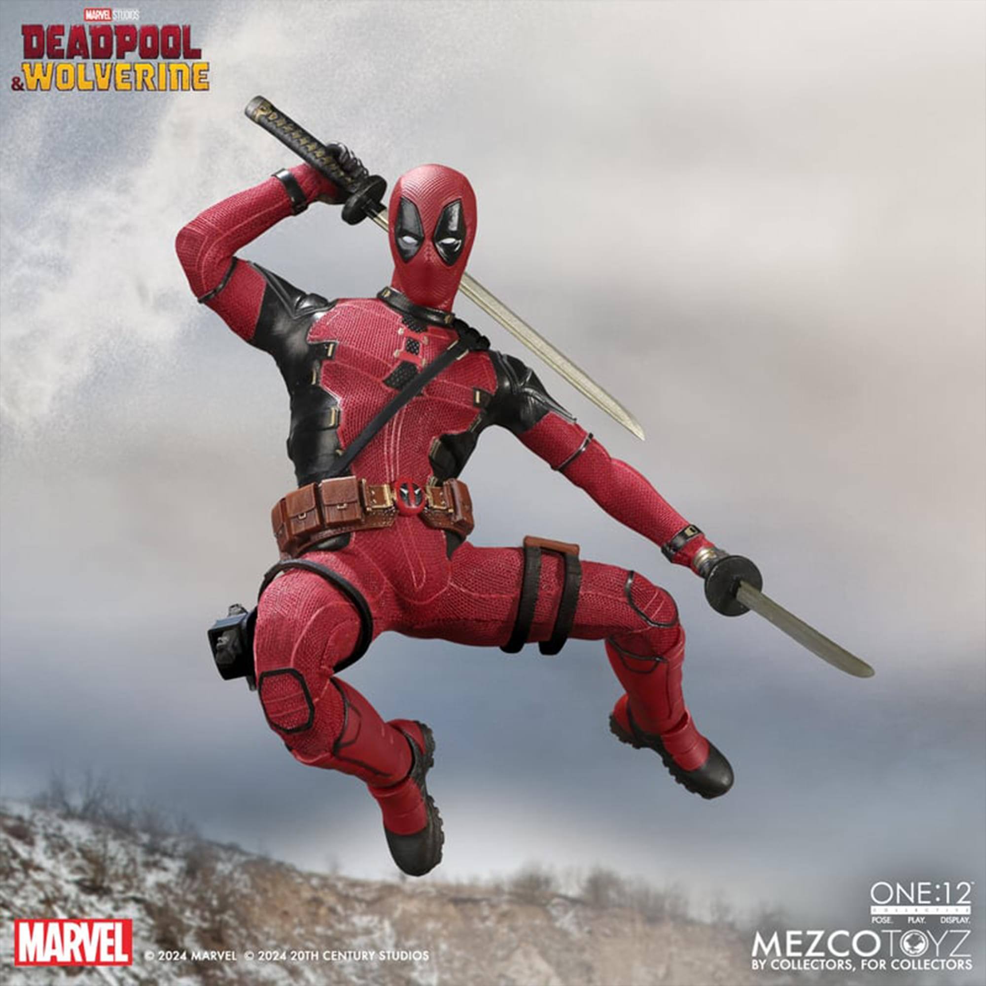 DEADPOOL & WOLVERINE  
MARVEL 2024  
20TH CENTURY STUDIOS  
ONE:12  
POSE PLAY DISPLAY  
MEZCOTOYZ  
BY COLLECTORS, FOR COLLECTORS  
© 2024 MARVEL © 2024 20TH CENTURY STUDIOS