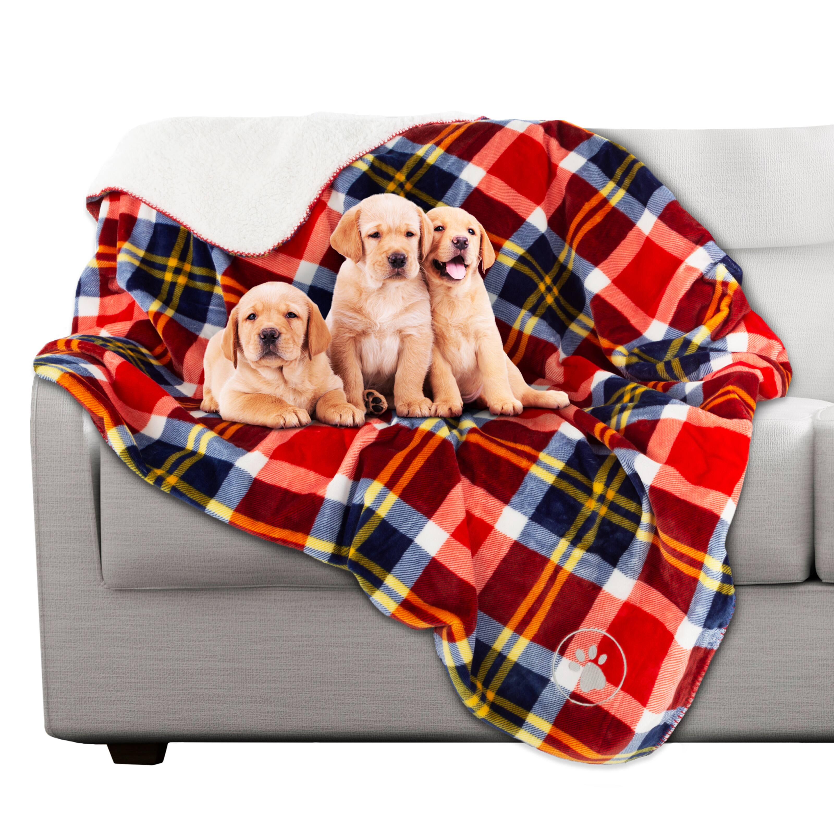 Front. PetMaker - Waterproof Dog Blanket 50x60 Sherpa Dog Blanket for Couch, Bed, or Car Protects from Spills, Stains, or Pet Fur - Red.