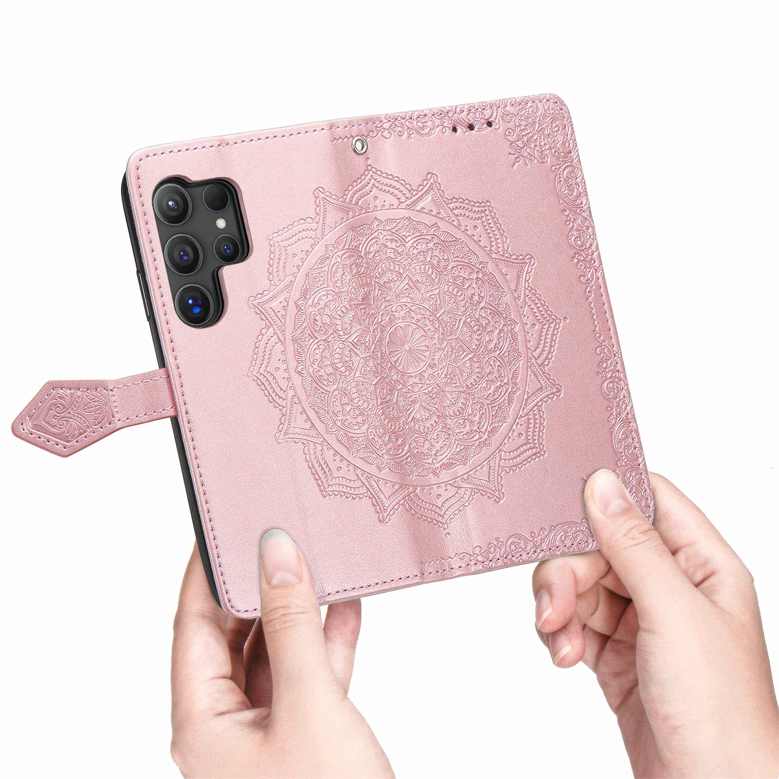 Alt View 3. Dteck - For Samsung Galaxy S25 Ultra Wallet Magnetic Shockproof Protective Card Slots Stand Flip Phone Case Cover - Rosegold.
