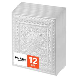 VEVOR - 24 x 24 in PVC Ceiling Tiles 12-Pack 3D Geometric Panels, Smooth PVC Sheet for Drop Grid, Impact-Resistant - White