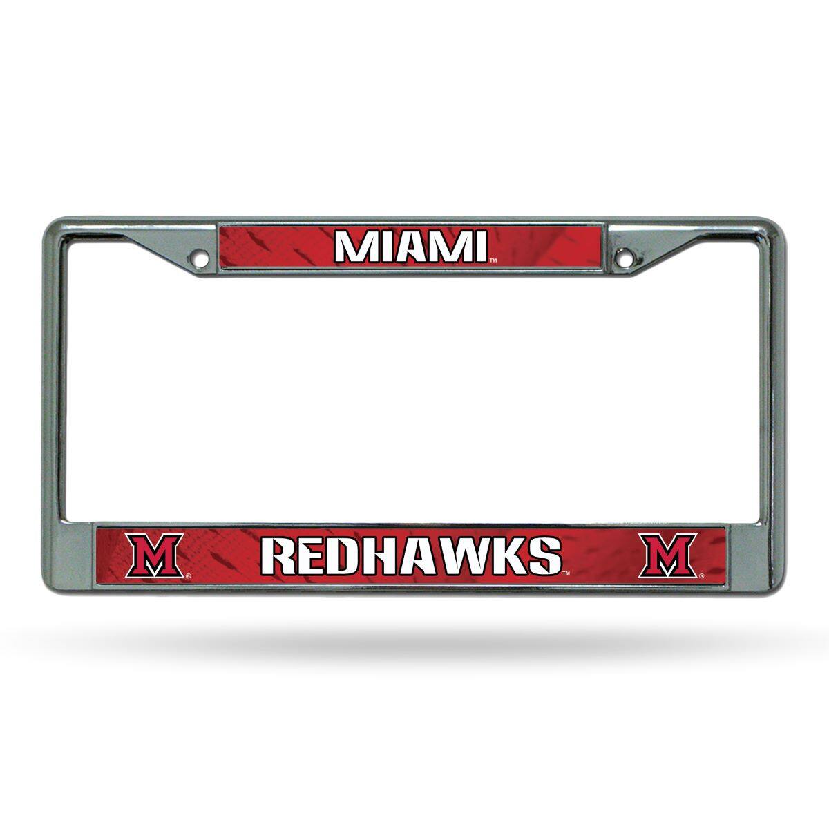 Miami of Ohio Redhawks - 12" x 6" Standard Size - Chrome Metal License Plate Frame