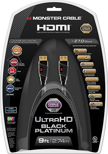 beton pakke Integration Customer Reviews: Monster Black Platinum Line 9' 4K Ultra HD In-Wall HDMI  Cable Black 140804-00 - Best Buy