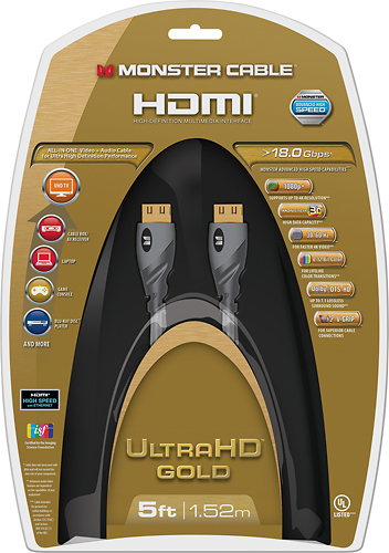 Monster Ultra HD 4K Compatible Gold HDMI 2.0 Cable – 6ft