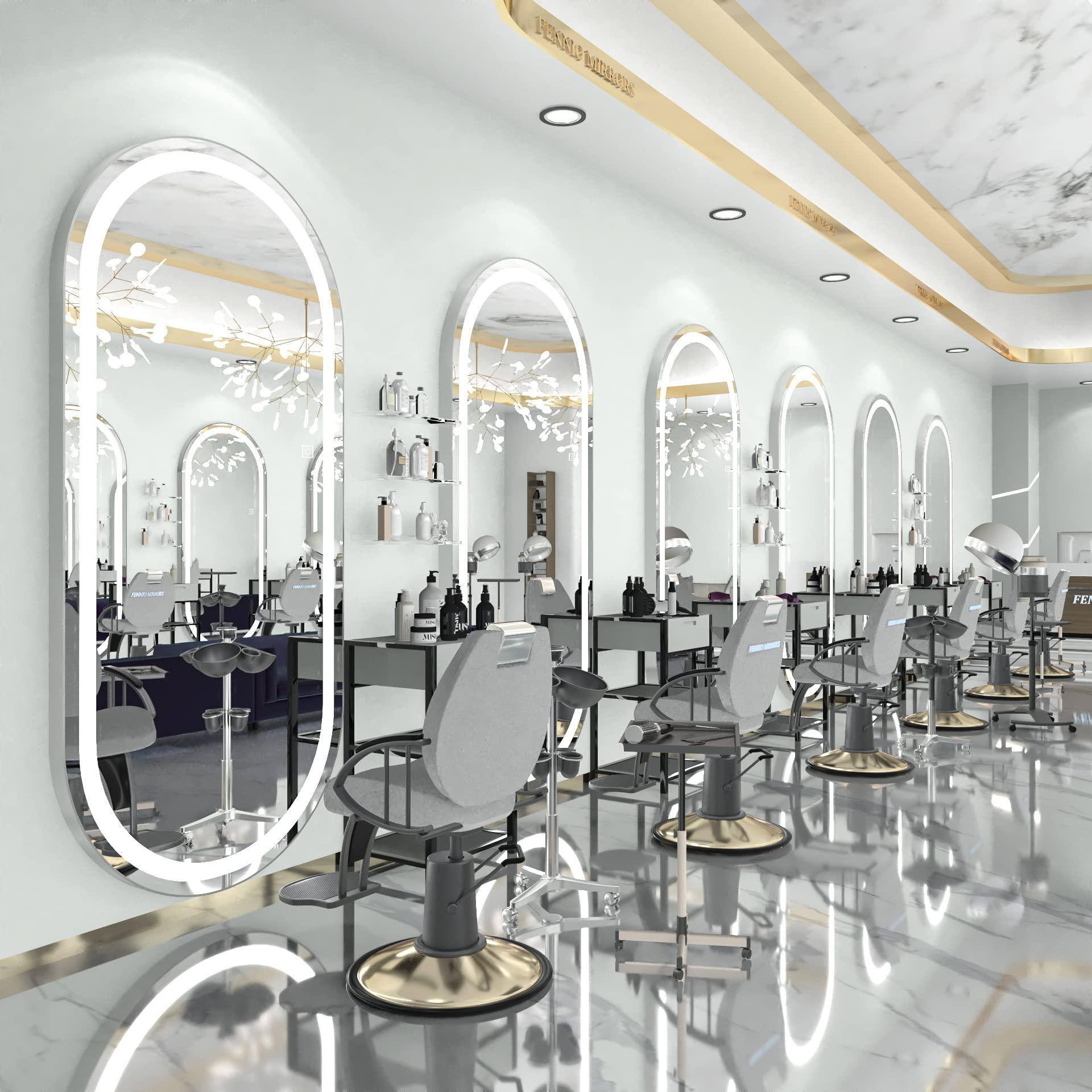 Earthley Blooms - Full Length Mirror With Lights 57" X 17" Led Body Free Standing Lighted Floor Wall Mounted Hanging For Be - Oval/ Silver-70"L x 32"W