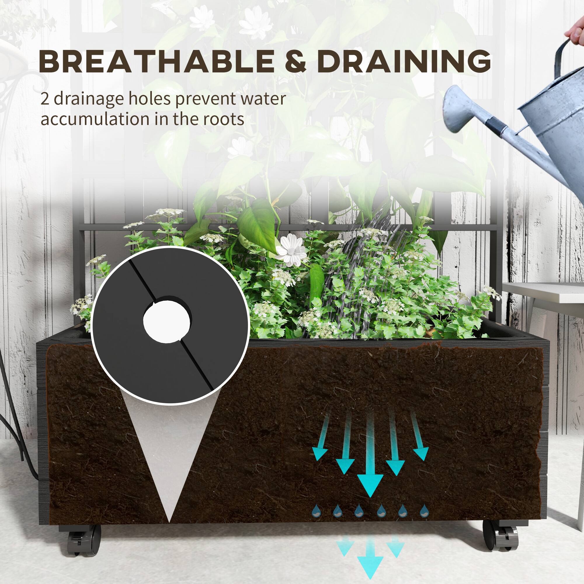 BREATHABLE & DRAINING

2 drainage holes prevent water accumulation in the roots