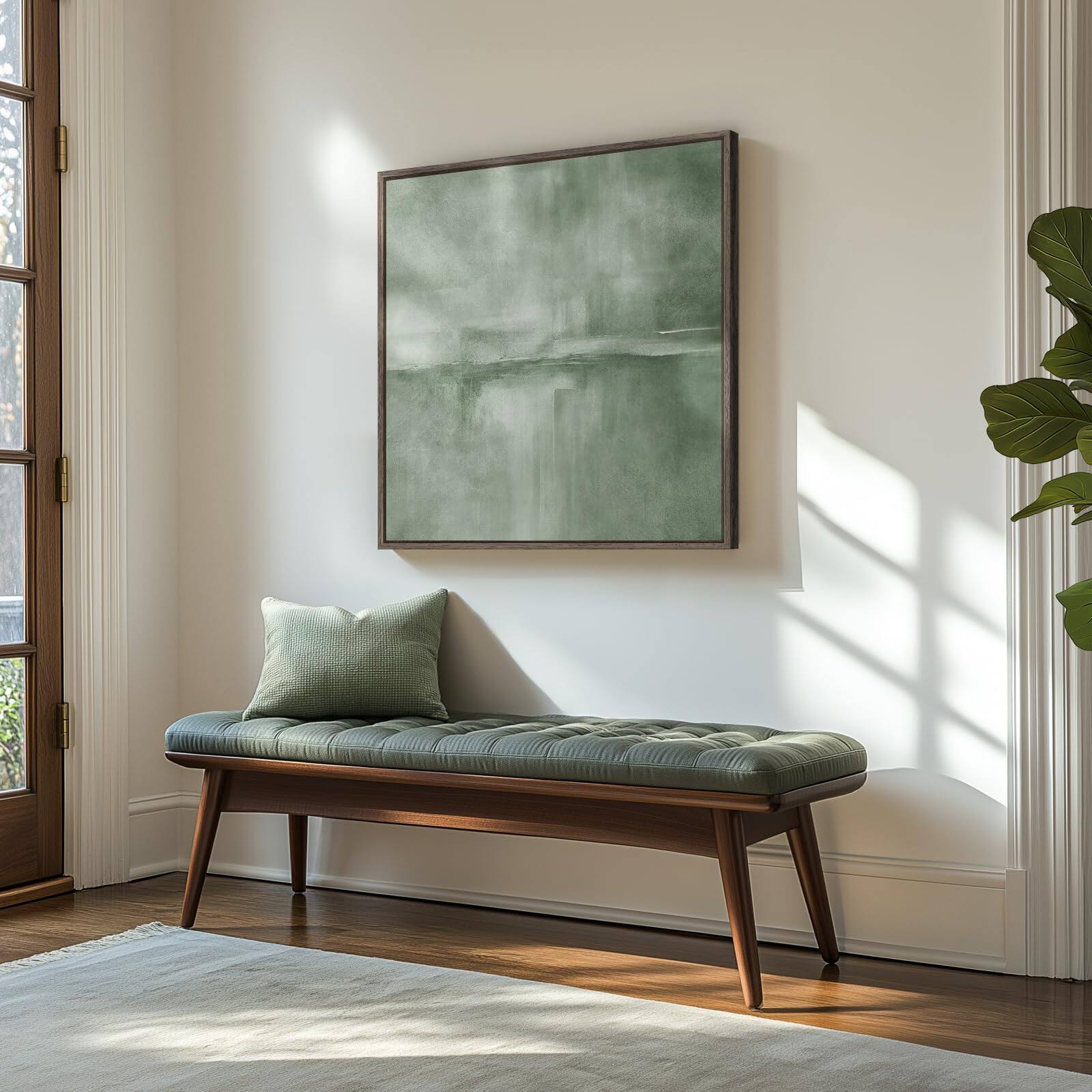 Alt View 1. Hanke - Framed Sage Abstract Wall Art Modern Canvas Prints Artwork Walls Square Minimalist 36 x 24 inches - Black White Grey Block 36"L x 24"W.