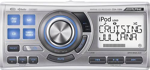Front Standard. Alpine - 50W x 4 Apple® iPod®-/Satellite Radio-/HD Radio-Ready Marine CD Deck.