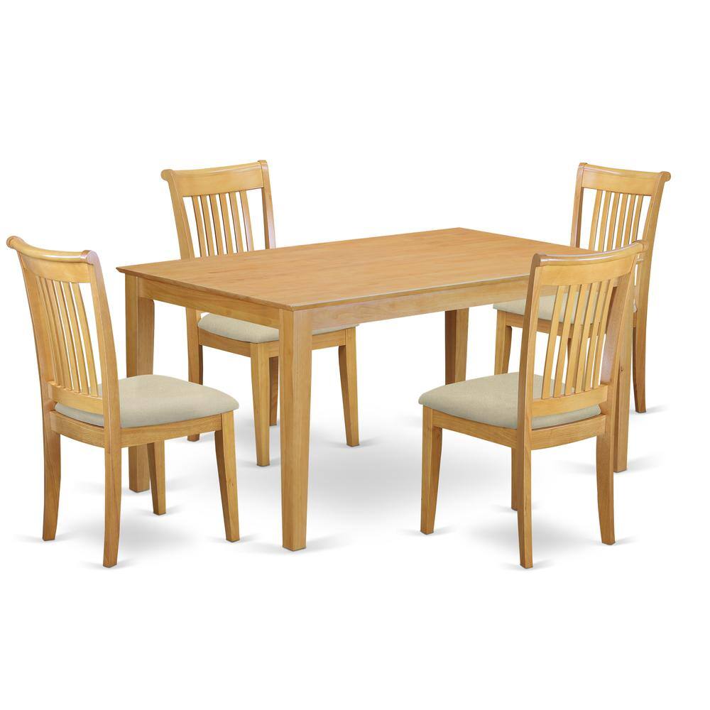 Back. East West Furniture - Dining Room Set Oak - Brown.