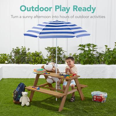 kids patio table with umbrella 8 Seat Picnic Set but also protects your little ones from the sun Outsunny Kids Picnic Table and