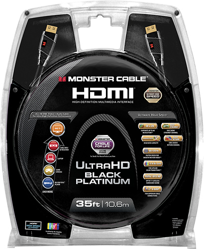 Kilde hemmeligt makeup Monster Black Platinum Line 35' 4K Ultra HD In-Wall HDMI Cable Black  140707-00 - Best Buy