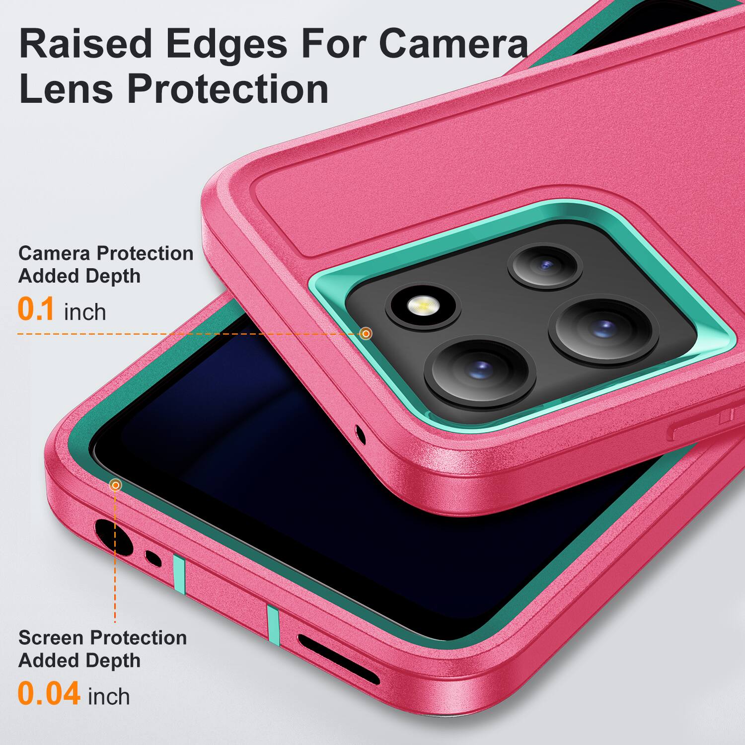Raised Edges For Camera Lens Protection  
Camera Protection Added Depth 0.1 inch  
Screen Protection Added Depth 0.04 inch