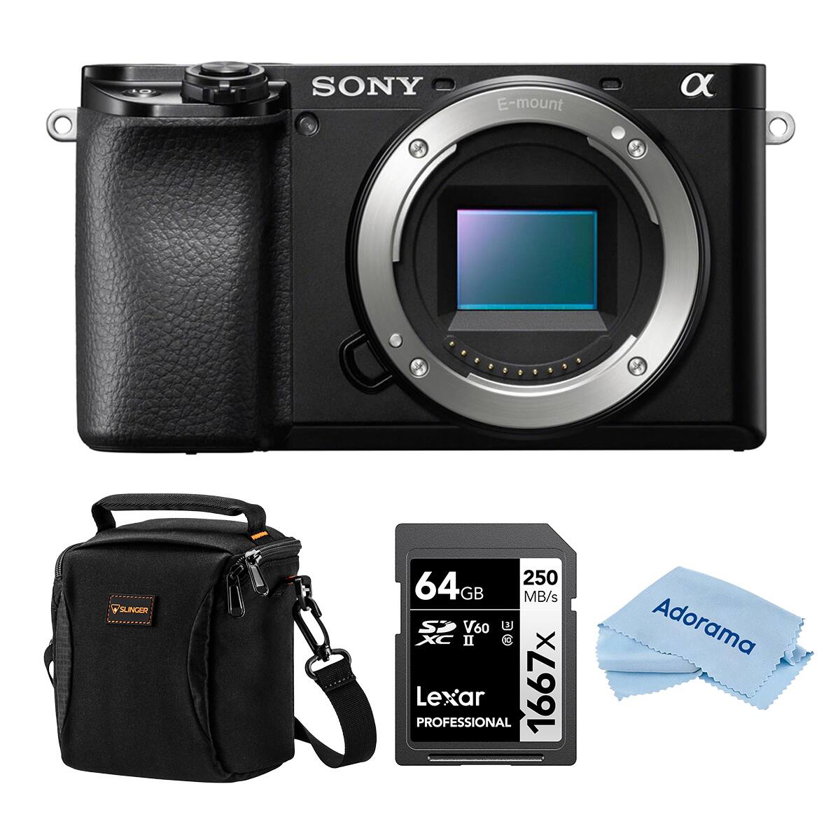 SONY E-mount  
3 SLINGER  
250 MB/s  
64GB  
Lexar PROFESSIONAL  
XC II  
V60  
1667X  
Adorama