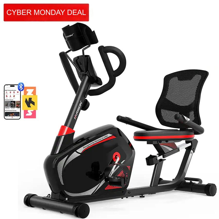 HARISON - Pro Recumbent Exercise Bike 400 lbs Capacity, Magnetic Recumbent bike for Adult and Seniors - Black