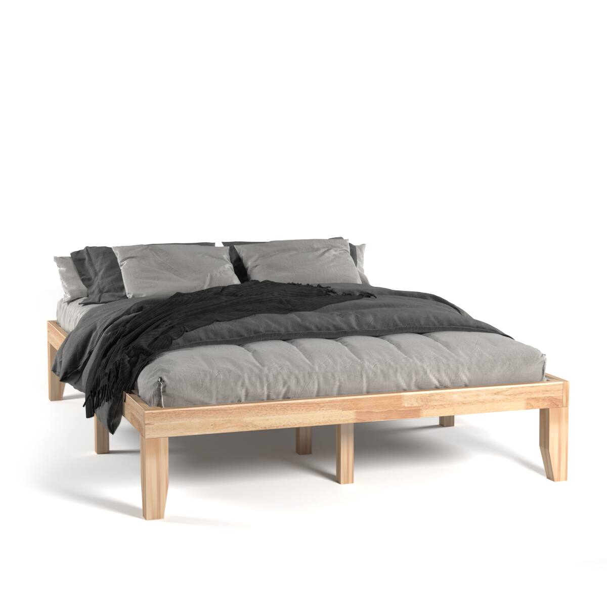 Alt View 4. Gymax - Gymax 14'' Queen Size Wooden Platform Bed Frame w/ Strong Slat Support Natural - Natural.