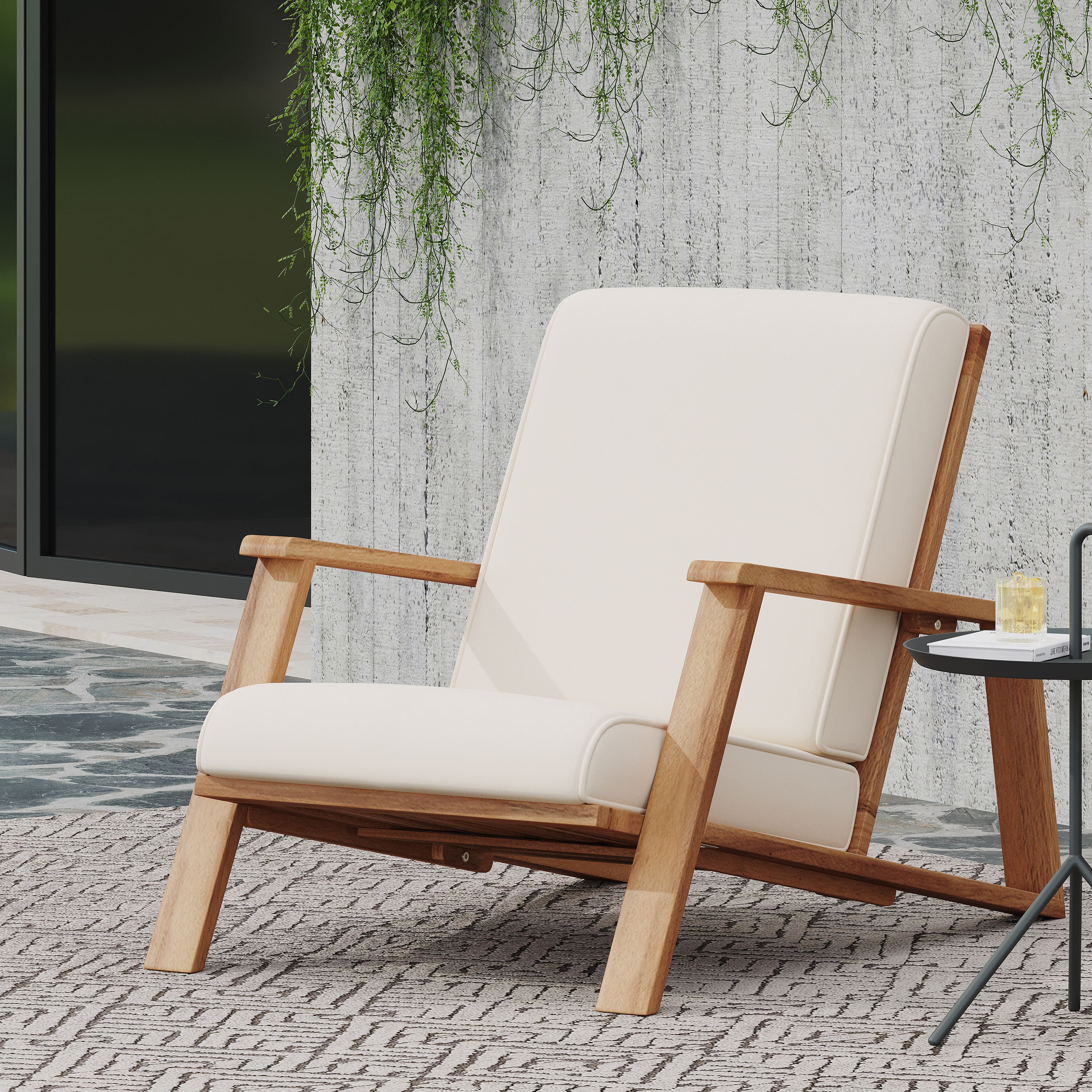 Mondawe - Adirondack Chair with Weather-Resistant Cushions - Beige