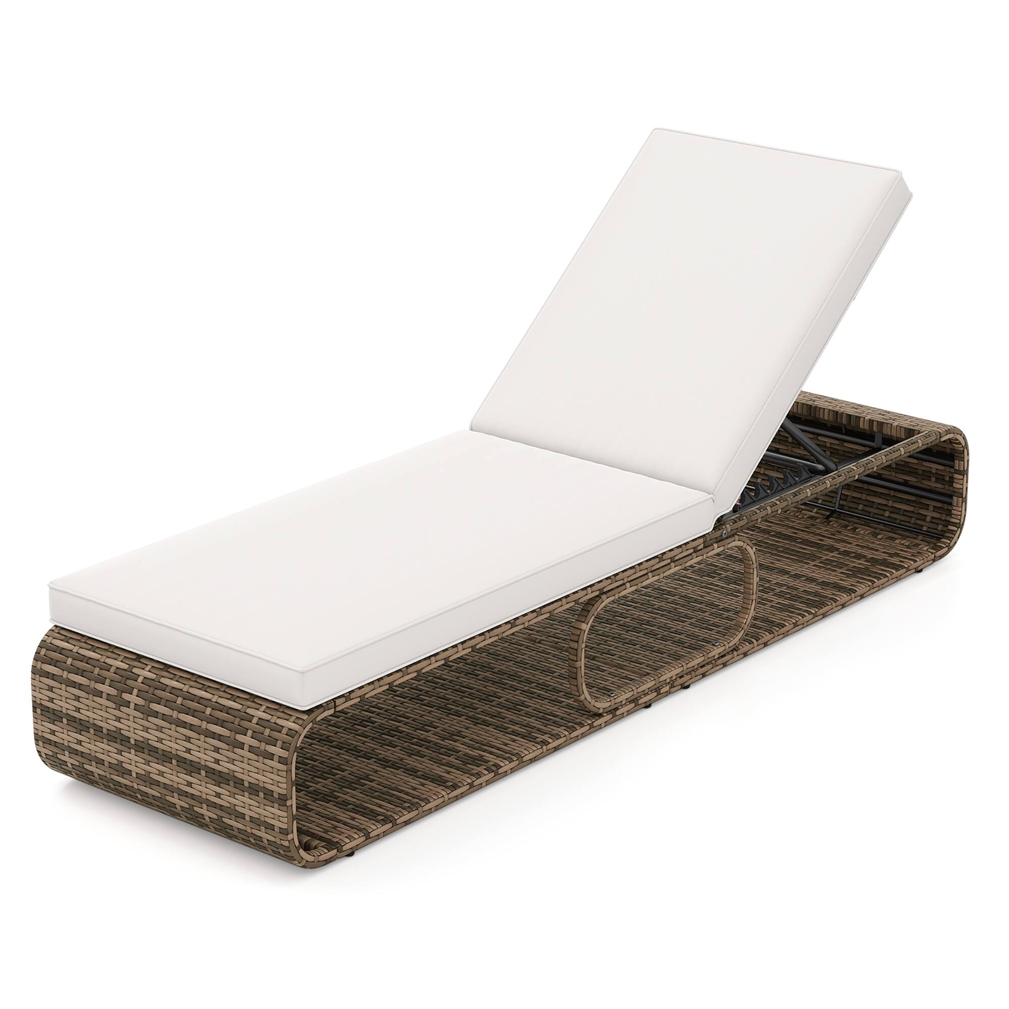 Gymax - Chaise Lounge Chair w/ Adjustable Backrest Cushion & Storage Outdoor - White, Mix Brown price history on PriceWatchPro