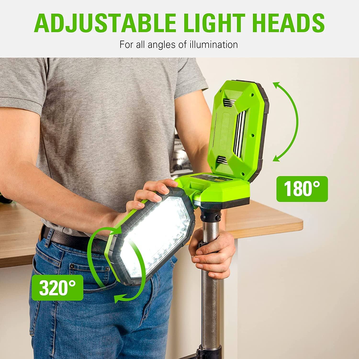 ADJUSTABLE LIGHT HEADS  
For all angles of illumination  

180°  
320°