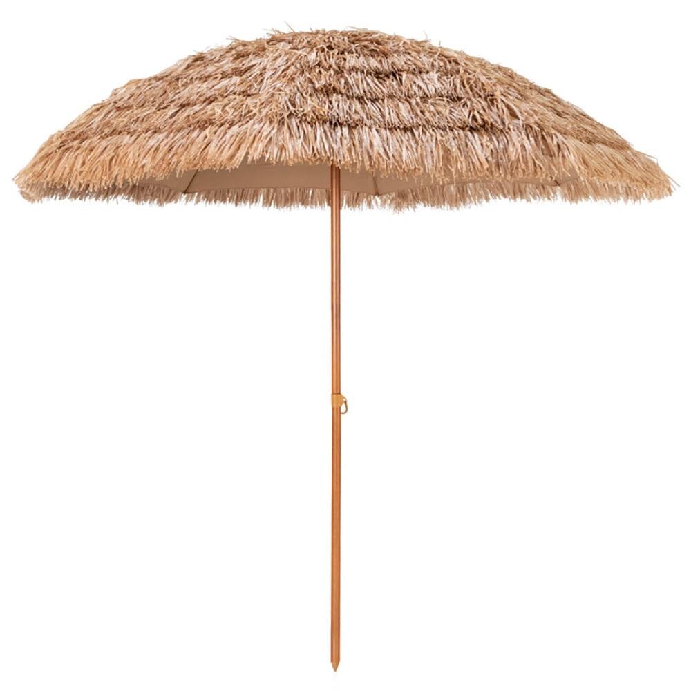 Alt View 3. Kadyn - 8 Feet Patio Thatched Tiki Umbrella Hawaiian Hula Beach Umbrella Outdoor Table Umbrella Yard Umbrella Outdoor Patio Umbr - Brown.