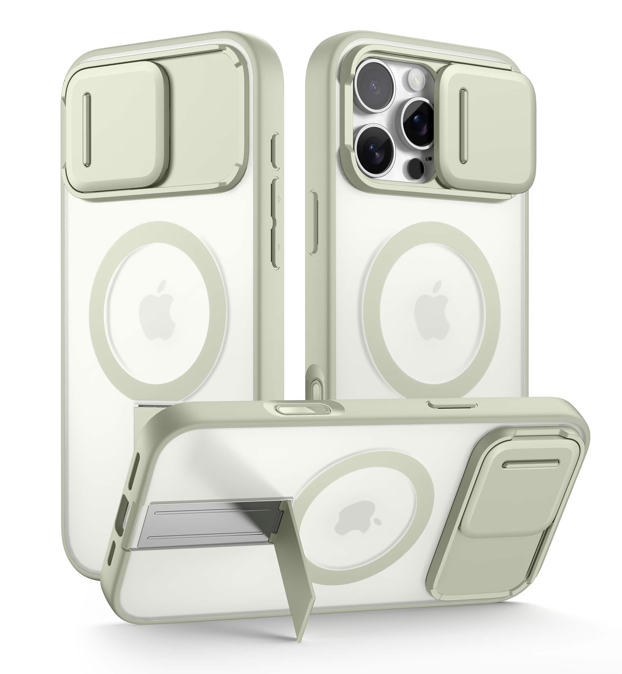 SURITCH - Rugged Case for iPhone 16 Pro Max, Compatible with MagSafe, Built-in Kickstand & Camera Cover & Translucent Back - Khaki Green price history on PriceWatchPro