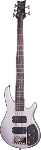 Front Standard. Schecter - Raiden Custom 5 5-String Full-Size Electric Bass Guitar - Metallic Silver.